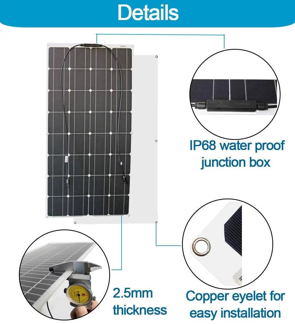 Solar Panel System Kit Flexible 200w 300w Diy Portable Energy Set 12v 18v 24v Home /Battery Power Charger - 54 Energy - Renewable Energy Store
