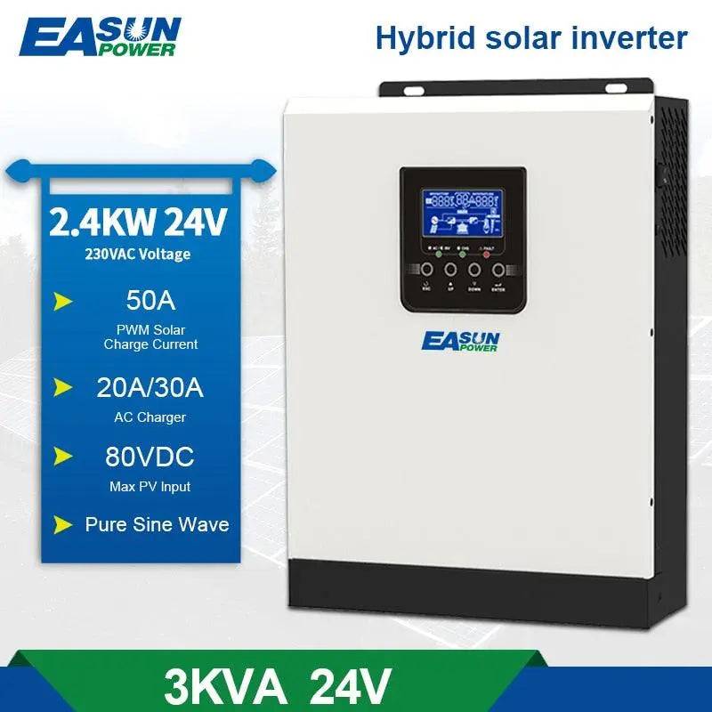 Solar Inverter EASun 3KVA Pure Sine Wave 24V 220V PV Power 1500W Built-in PWM 50A - 54 Energy - Renewable Energy Store