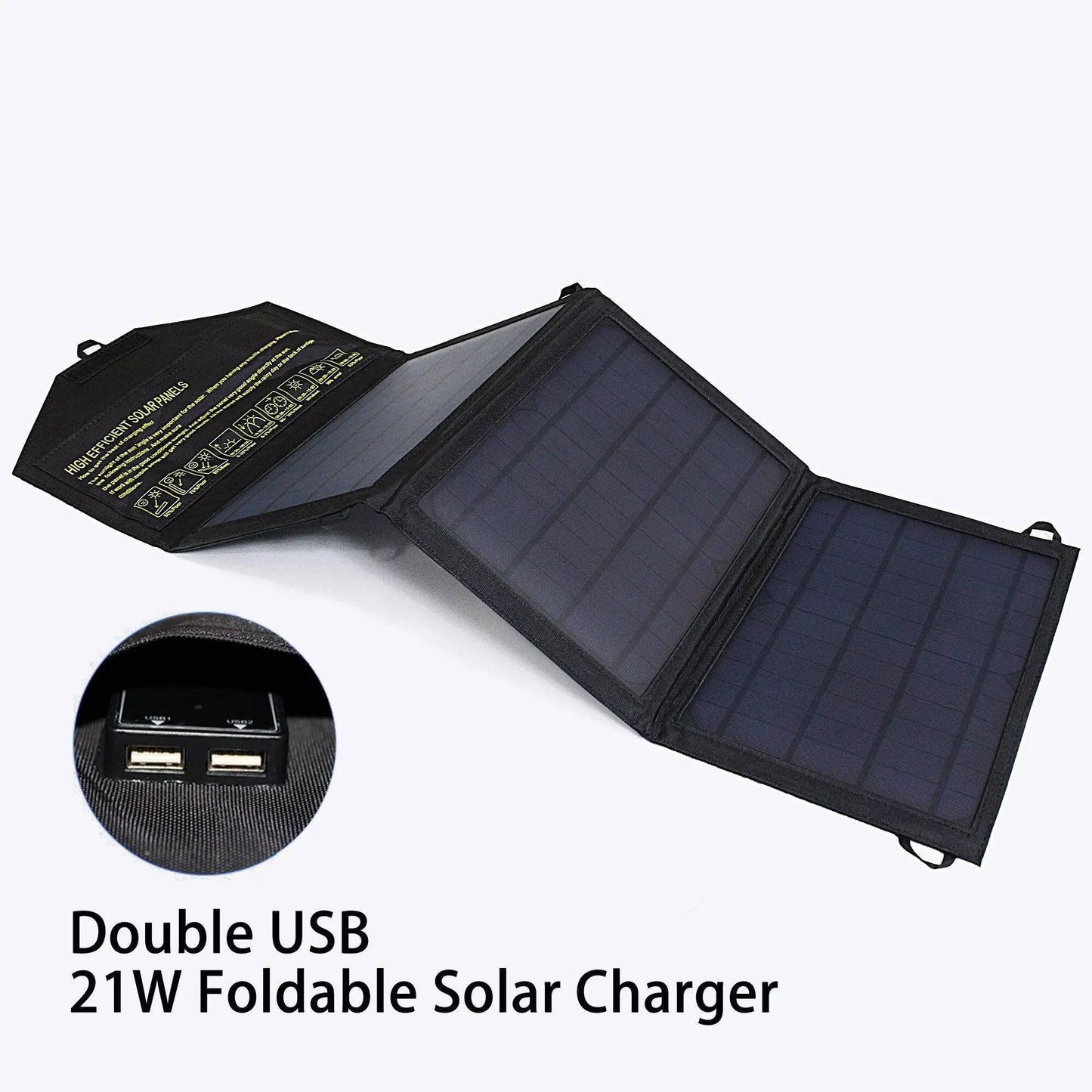 Solar Panel 60W Foldable Solar Charger Dual 5V USB 18V DC Output Waterproof Mobile Phone Camping Boats - 54 Energy - Renewable Energy Store