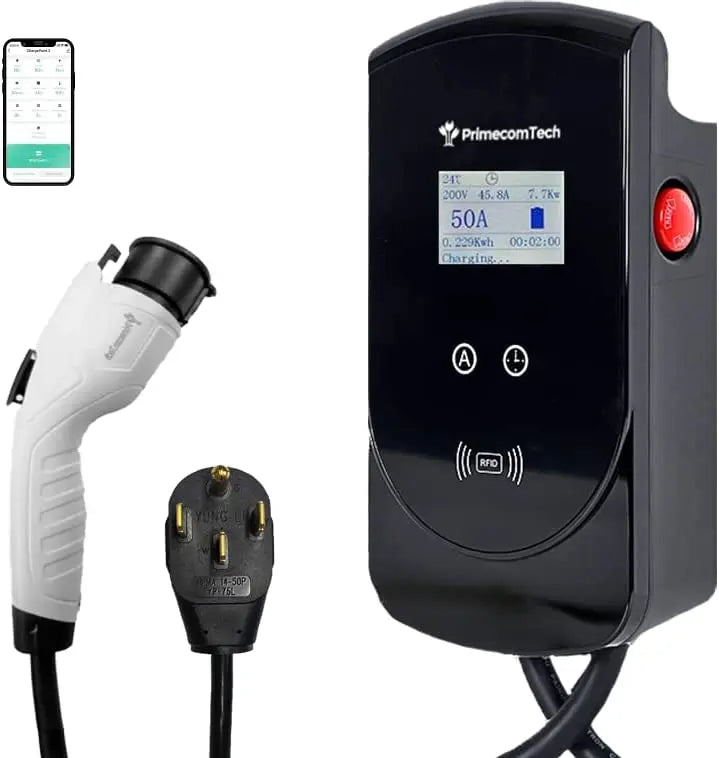 Smart Electric Vehicle Charging Station 220 V for Tesla and All EV Brands 30' Feet Length (25 Feet, NEMA 14-50p) - 54 Energy - Renewable Energy Store