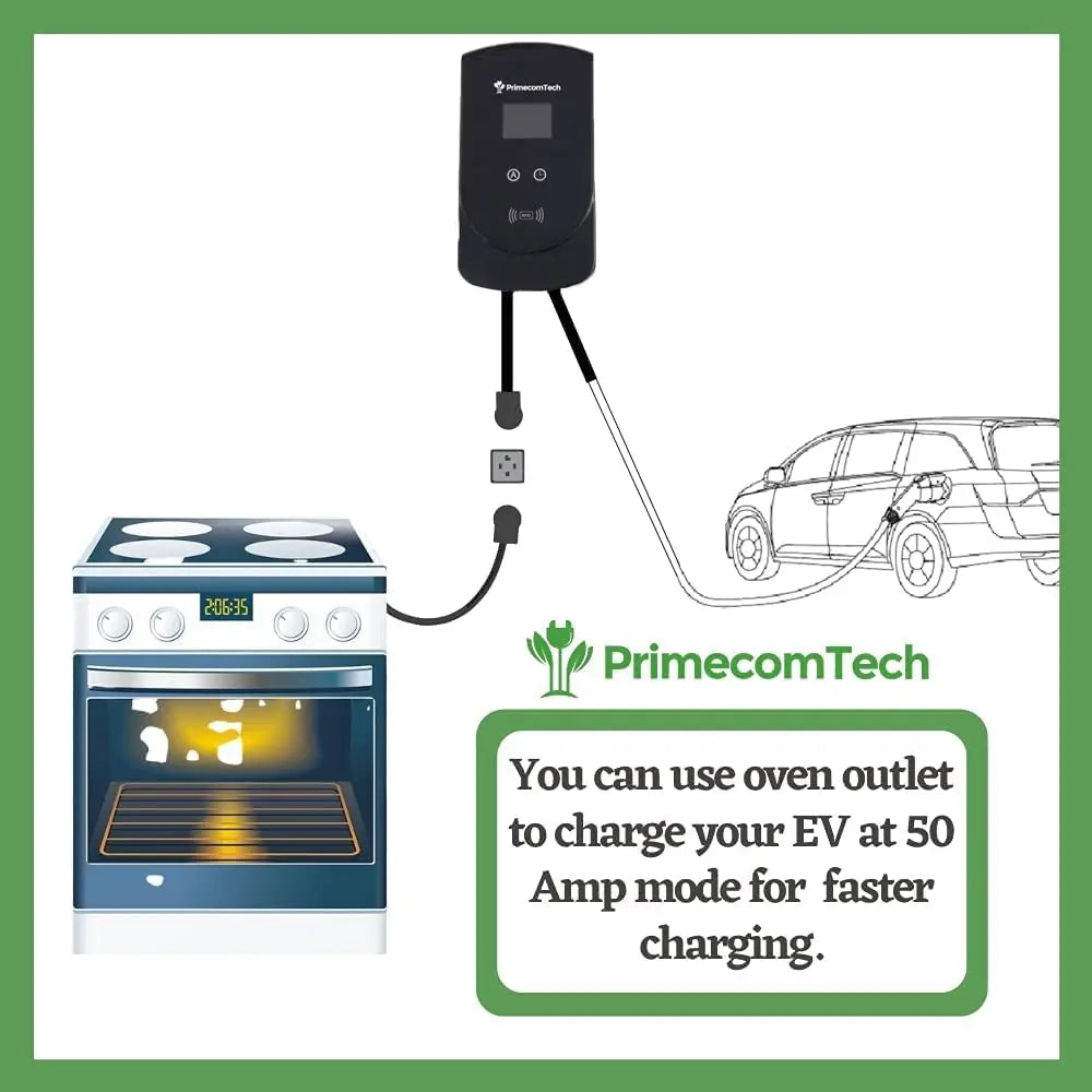 Smart Electric Vehicle Charging Station 220 V for Tesla and All EV Brands 30' Feet Length (25 Feet, NEMA 14-50p) - 54 Energy - Renewable Energy Store