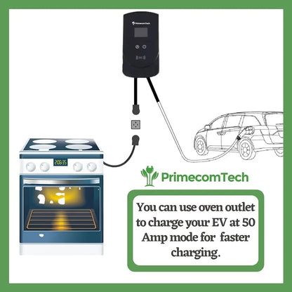 Smart Electric Vehicle Charging Station 220 V for Tesla and All EV Brands 30' Feet Length (25 Feet, NEMA 14-50p) - 54 Energy - Renewable Energy Store