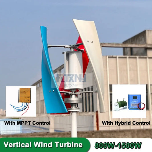 Real Efficiency Free Energy Windmill 1kw 1.5kw 12v 24v Vertical Axis Permanent Maglev Wind Turbine With MPPT Hybrid Controller - 54 Energy - Renewable Energy Store