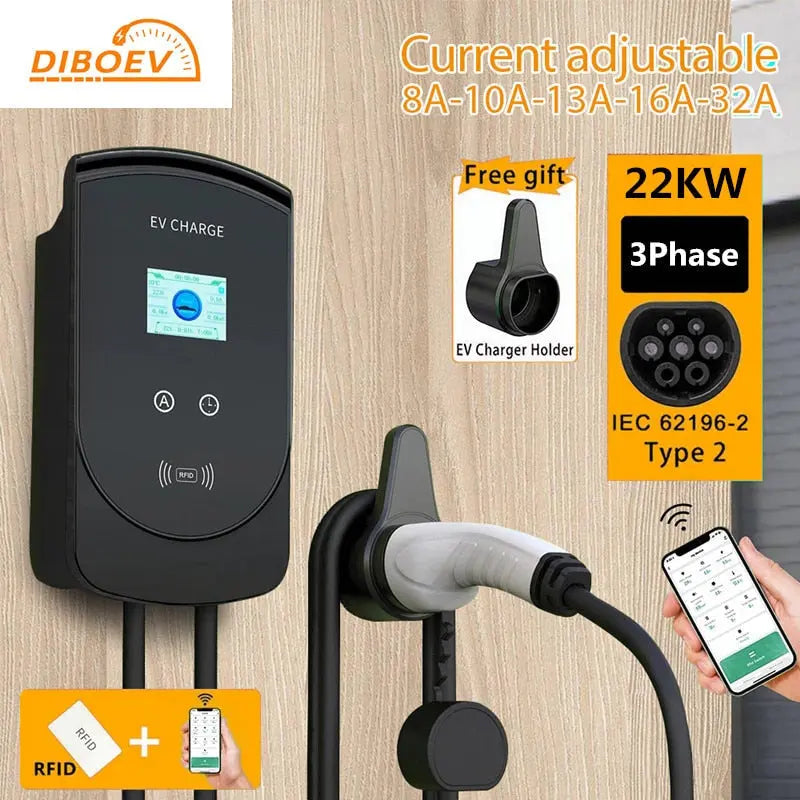 Evse Wallbox 7kw 32A EV Car Charger Wall Mount Electric Vehicle Charging  Station Type 2 EV Cable IEC 62196-2 1 Phase - China EV Charger, Car Charger