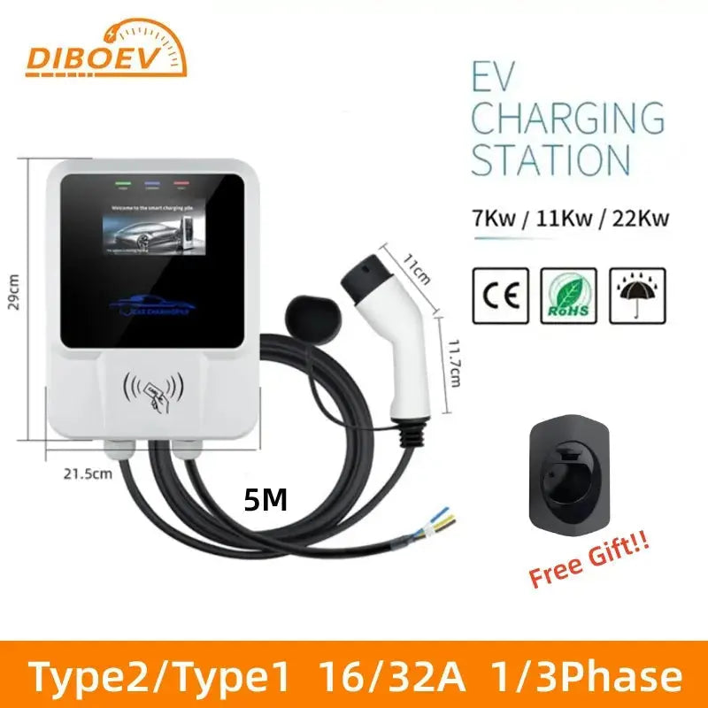 Electric Car Charging Station with APP WIFI Control EV Wall Chargers Type2 7KW 11KW 22KW 16A 32A EV Wallbox Charger IEC62196-2 - 54 Energy - Renewable Energy Store