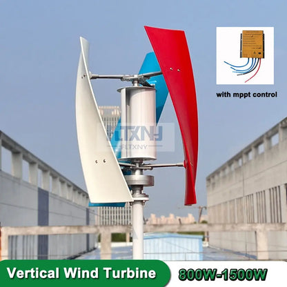 Real Efficiency Free Energy Windmill 1kw 1.5kw 12v 24v Vertical Axis Permanent Maglev Wind Turbine With MPPT Hybrid Controller - 54 Energy - Renewable Energy Store