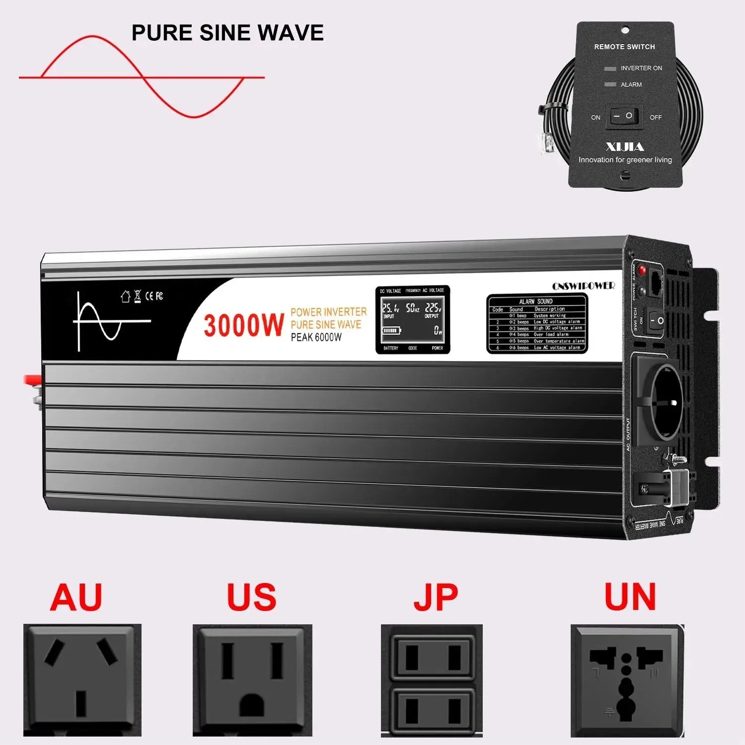 Pure Sine Wave Inverter 3000W New DC Car Solar Power Inverter 12v 220v converter 24v 48v to 110v off grid - 54 Energy - Renewable Energy Store