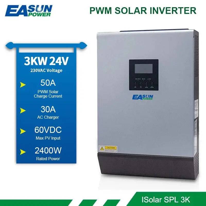 Pure Sine Wave 3000VA 2400W  Hybrid Solar Inverter 24VDC Input 220VAC Output Build in 50A PWM Solar Charger Controller&amp;AC charger - 54 Energy - Renewable Energy Store