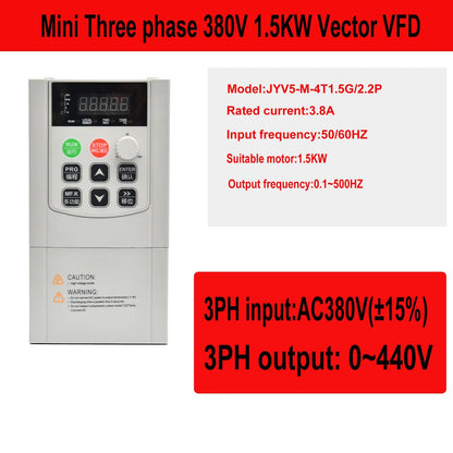 VFD 220v to 3 Phase 220v /380v to 3 Phase 380v High-Performance Vector Converter Mini  0.75kw/1.5kw/2.2kw - 54 Energy - Renewable Energy Store