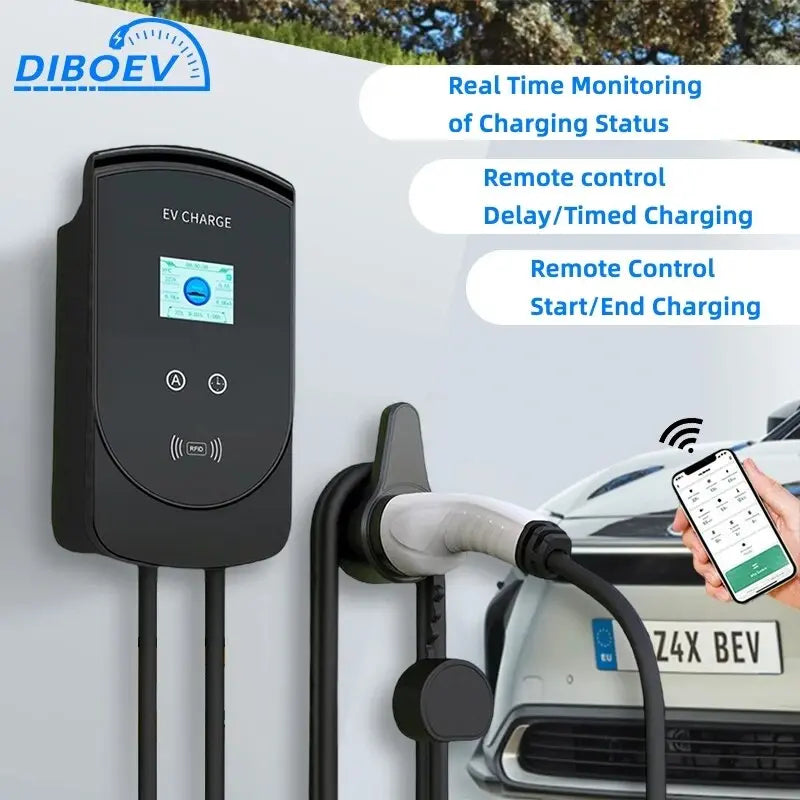 EV Charger 32A 7.6KW Electric Vehicle Car Charger EVSE Wallbox 3Phase 22KW 11KW Type2 Cable IEC62196-2 Socket APP Control - 54 Energy - Renewable Energy Store