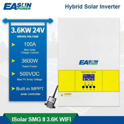 Solar Inverter 3600W Pure Sine Wave 500Vdc PV Input 230Vac 24Vdc Built-in 100A MPPT Solar Charger 4000W PV Power - 54 Energy - Renewable Energy Store