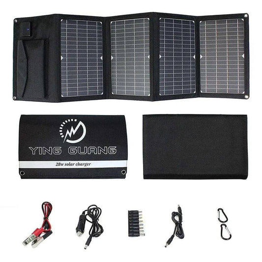 Solar Panel 28W Solar Charger 5V 18V Foldable USB DC  Portable Rechargeable Battery Chargers Phone/Hiking/Camping/Outdoors - 54 Energy - Renewable Energy Store
