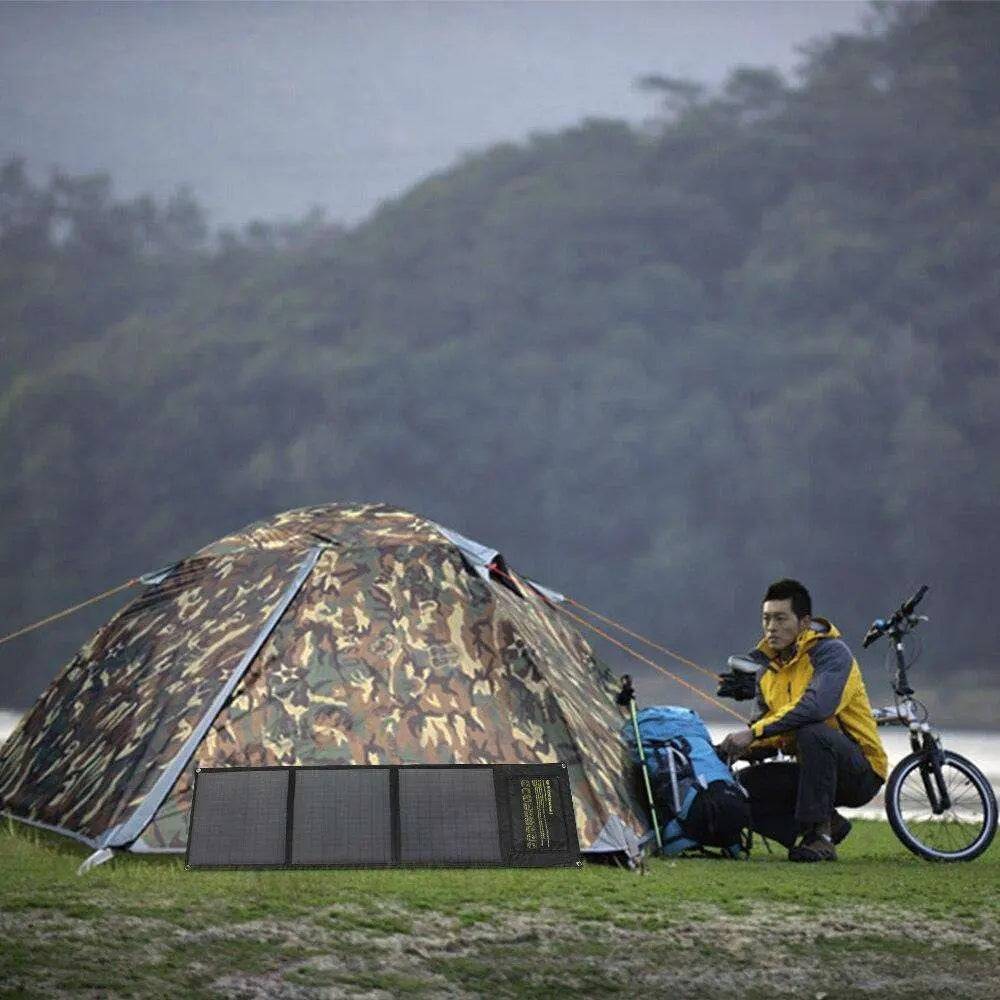 Solar Panel 60W Foldable Solar Charger Dual 5V USB 18V DC Output Waterproof Mobile Phone Camping Boats - 54 Energy - Renewable Energy Store