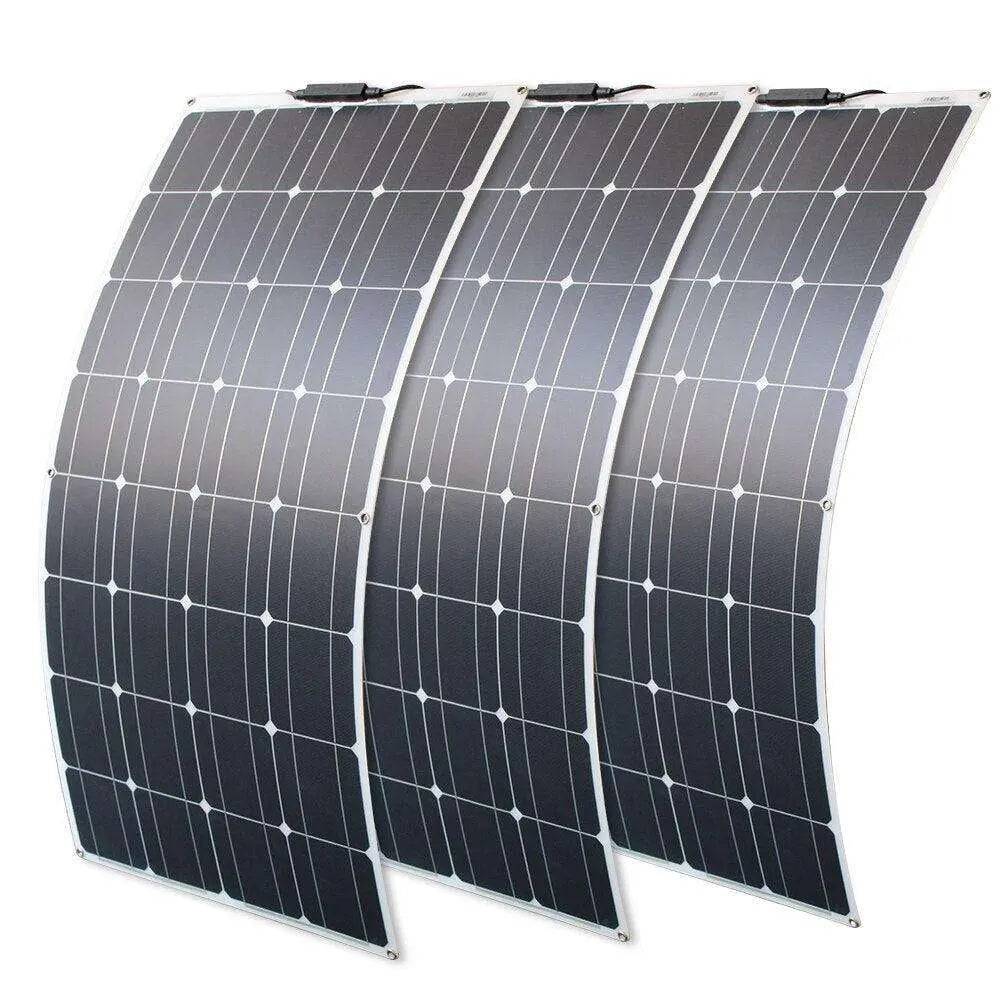 Solar Panel Black Monocrystalline Cell ETFE PET 300w 200w 100w Flexible 12V 24V Battery Charger 1000w Home Complete System Kit - 54 Energy - Renewable Energy Store