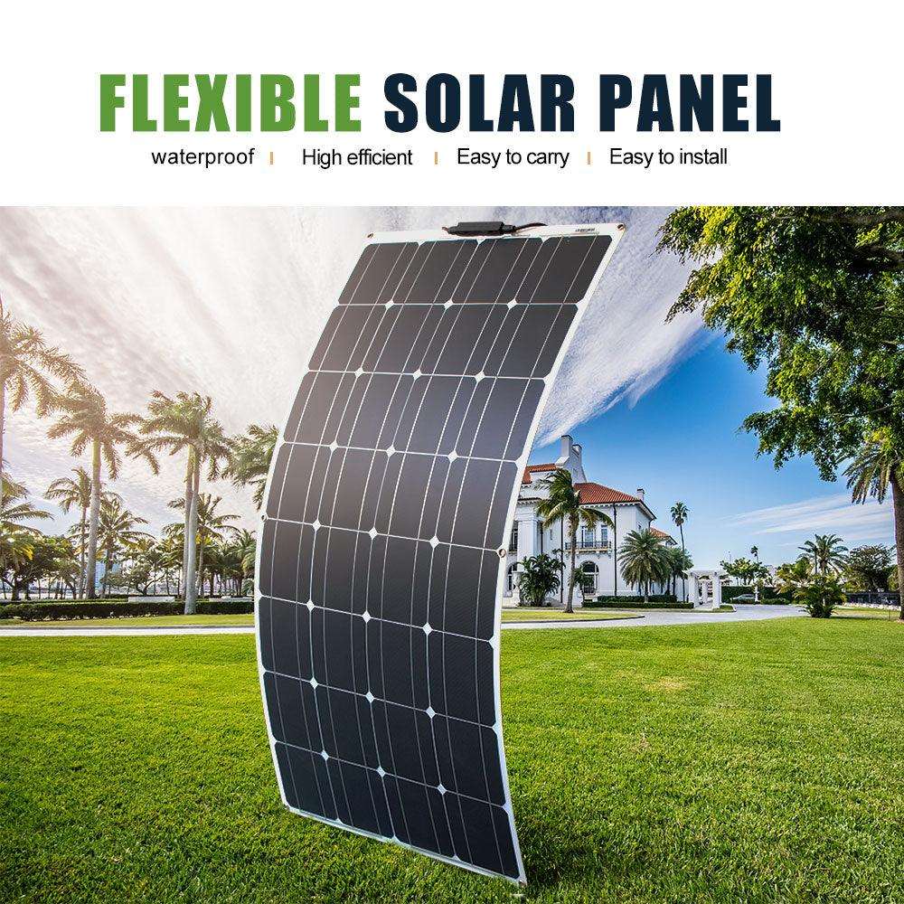 Solar Panel Black Monocrystalline Cell ETFE PET 300w 200w 100w Flexible 12V 24V Battery Charger 1000w Home Complete System Kit - 54 Energy - Renewable Energy Store