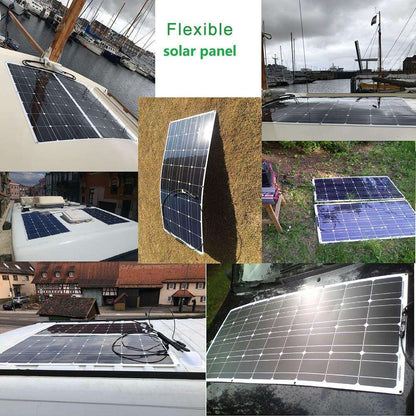 Solar Panel Black Monocrystalline Cell ETFE PET 300w 200w 100w Flexible 12V 24V Battery Charger 1000w Home Complete System Kit - 54 Energy - Renewable Energy Store