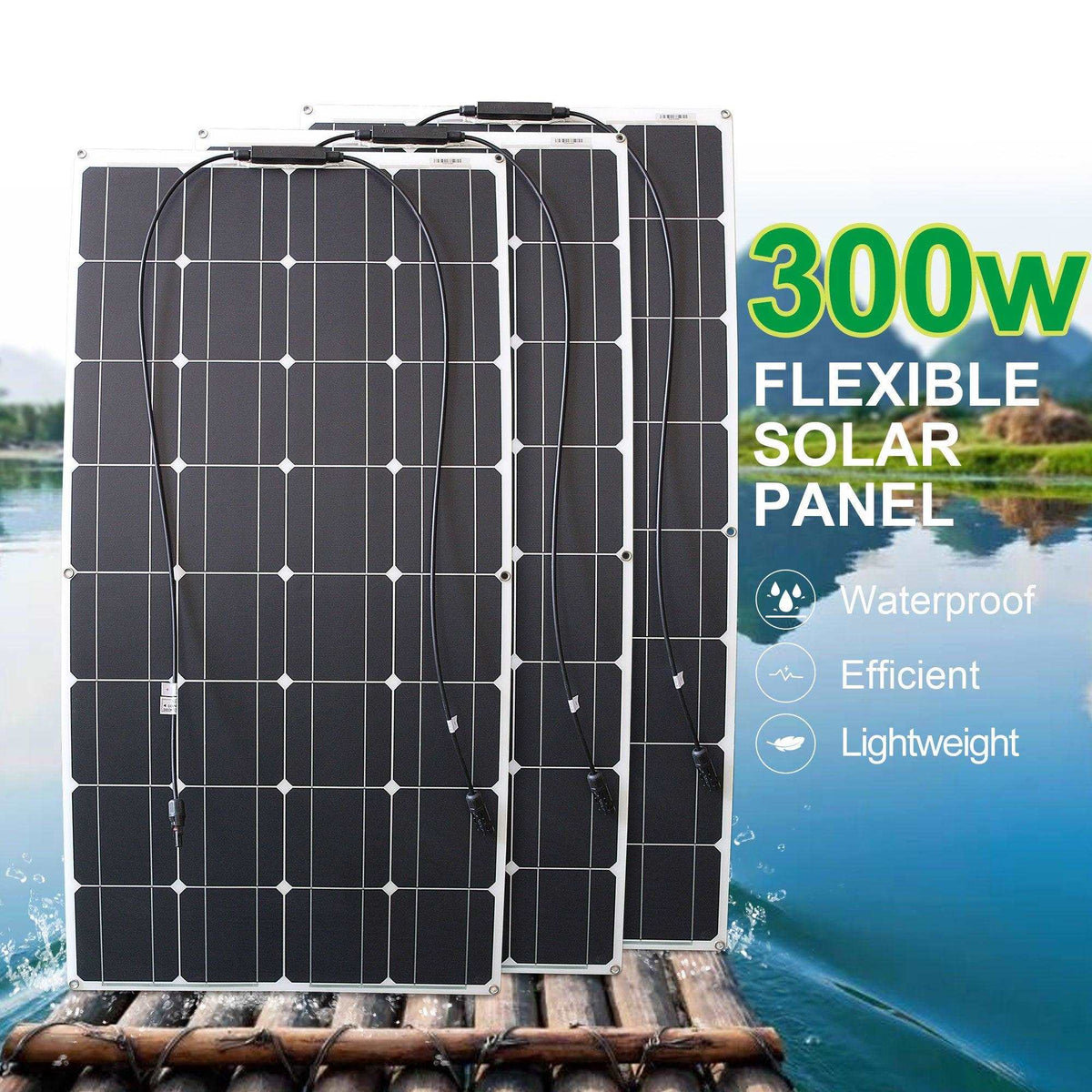 Solar Panel  Flexible 300w Fotovoltaic Panel Solar 100w 12V Kit 200w Complete Charge Battery/Motorhome/Camper Van - 54 Energy - Renewable Energy Store