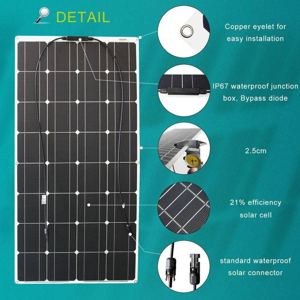 Solar Panel Solar Energy Systems Portable 500/300/200 W Power Flexible  12/24 V Complete Charger Kit  Home - 54 Energy - Renewable Energy Store