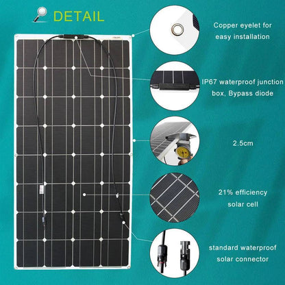 Solar Panel Solar Energy Systems Portable 500/300/200 W Power Flexible  12/24 V Complete Charger Kit  Home - 54 Energy - Renewable Energy Store