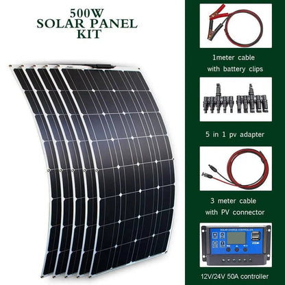 Solar Panel Solar Energy Systems Portable 500/300/200 W Power Flexible  12/24 V Complete Charger Kit  Home - 54 Energy - Renewable Energy Store