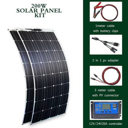 Solar Panel Solar Energy Systems Portable 500/300/200 W Power Flexible  12/24 V Complete Charger Kit  Home - 54 Energy - Renewable Energy Store