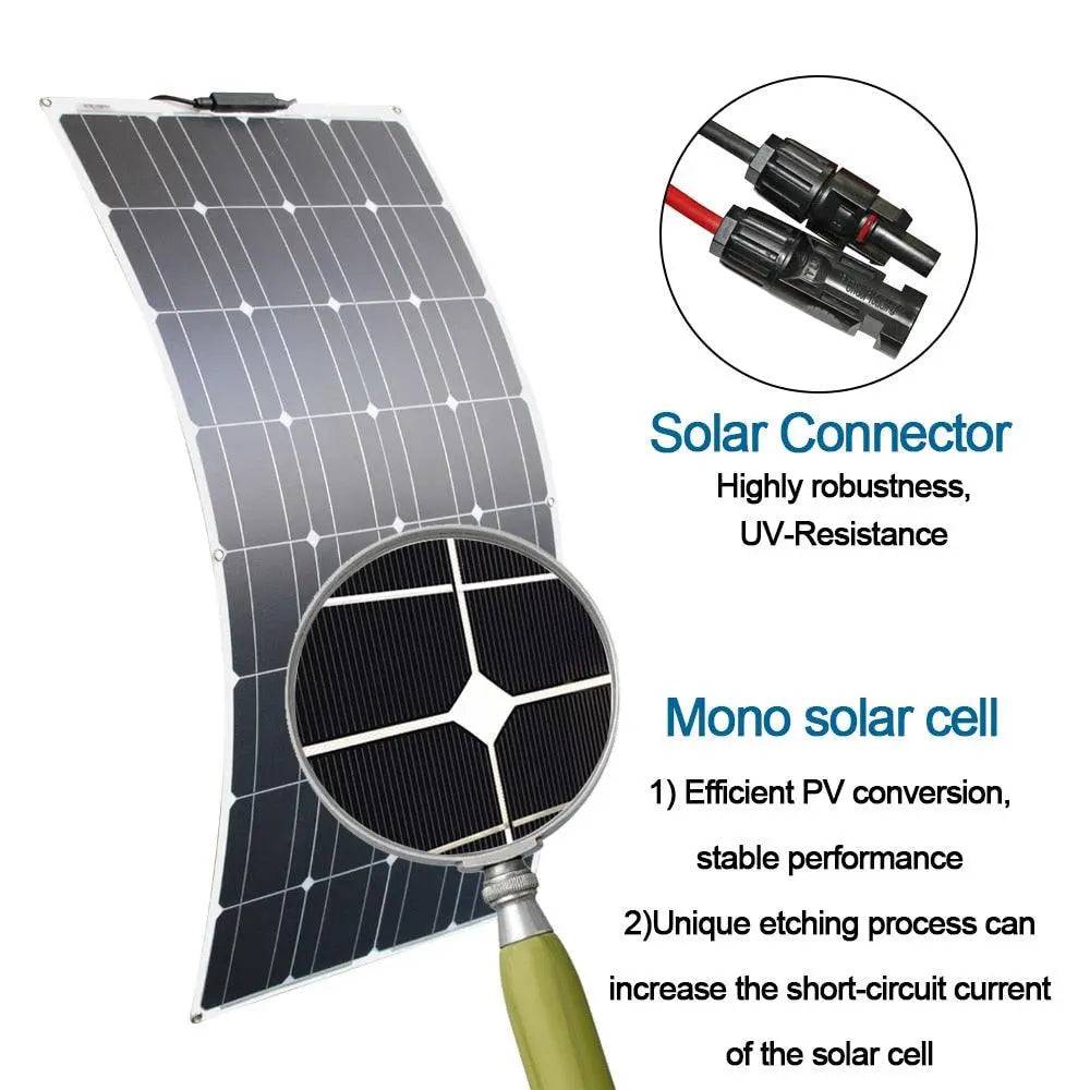 Solar Panel System Kit Flexible 200w 300w Diy Portable Energy Set 12v 18v 24v Home /Battery Power Charger - 54 Energy - Renewable Energy Store