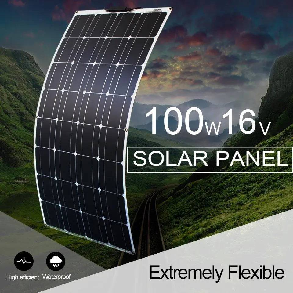Solar Panel Waterproof 100 W 400w Flexible Set Kit 12v 16v  24v Battery Car Rv Home Outdoor Power Camping Charging - 54 Energy - Renewable Energy Store