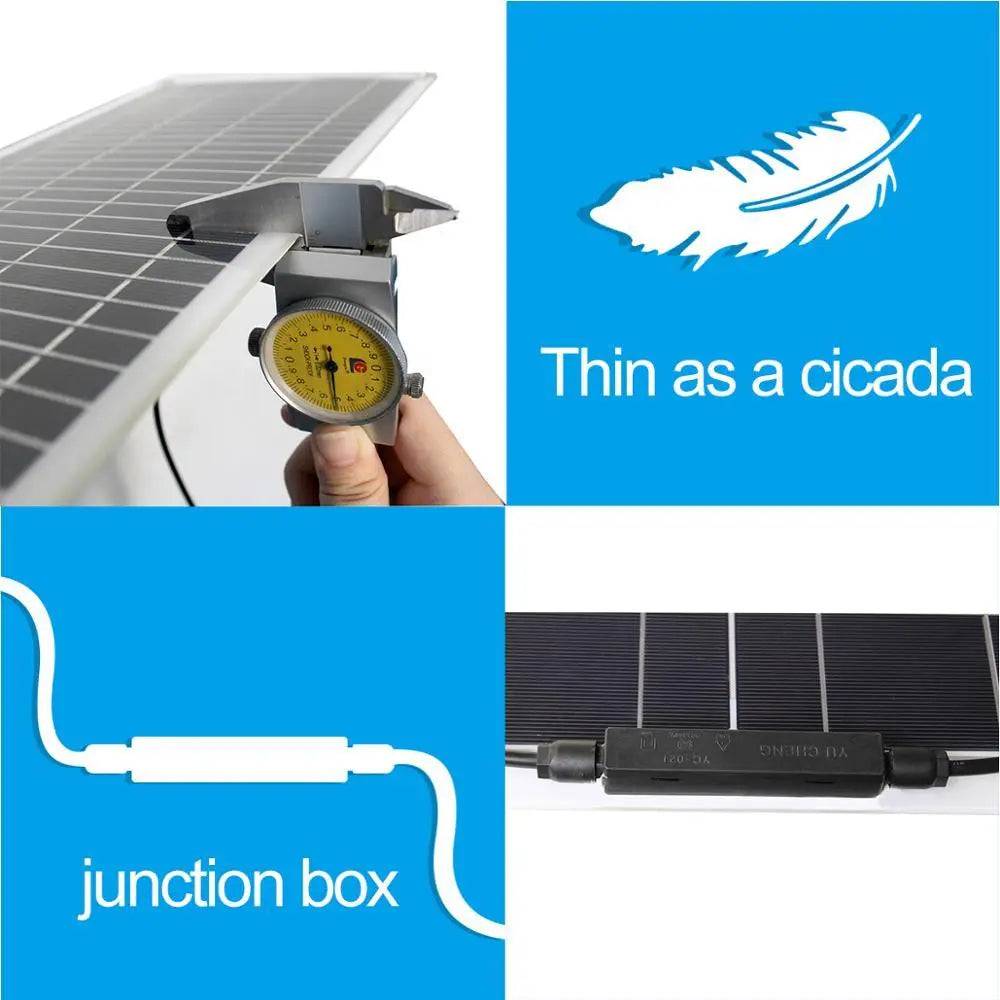 Solar Panel Waterproof 100 W 400w Flexible Set Kit 12v 16v  24v Battery Car Rv Home Outdoor Power Camping Charging - 54 Energy - Renewable Energy Store