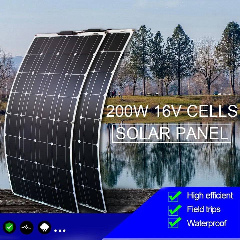Solar Panel Waterproof 100 W 400w Flexible Set Kit 12v 16v  24v Battery Car Rv Home Outdoor Power Camping Charging - 54 Energy - Renewable Energy Store