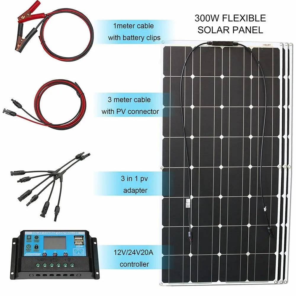 Solar Panels Flexible 100/200/300W solar controller 12V  battery charger - 54 Energy - Renewable Energy Store