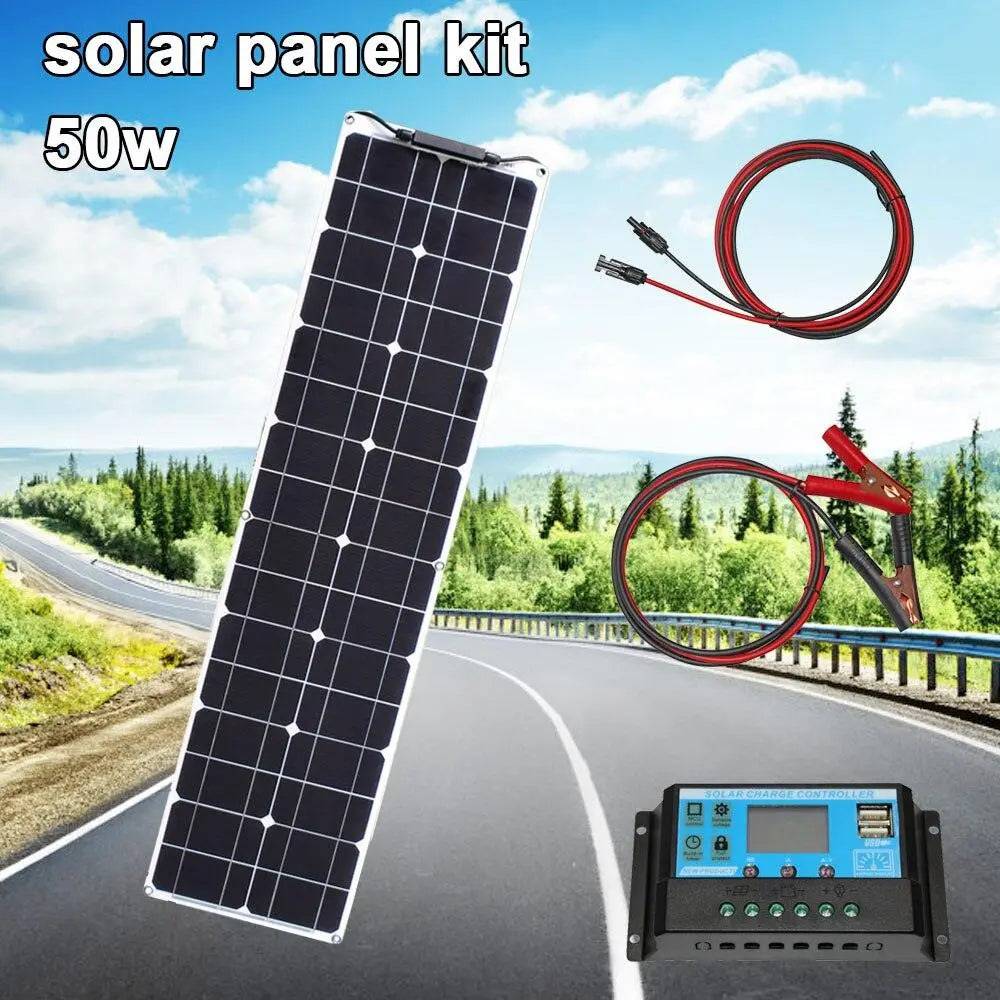 Solar Power Panel Kit 100 watt 50w 16v 12v Strip Shape Monocrystalline Cell Flexible - 54 Energy - Renewable Energy Store