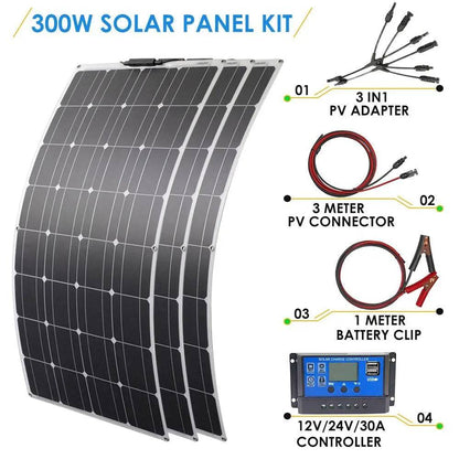 Solar System 200/300w Power Generator 12v  Off Grid Outdoor - 54 Energy - Renewable Energy Store
