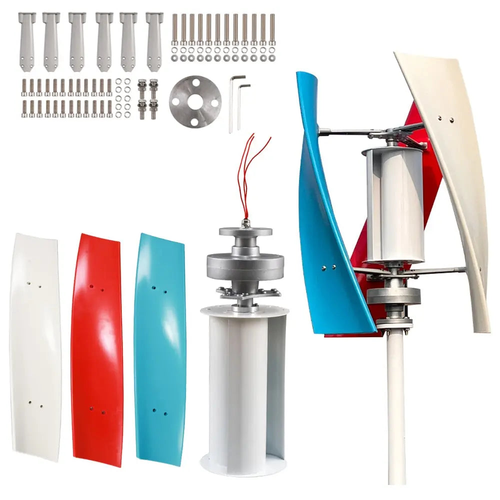 Vertical Wind Turbine Generator Free Energy Windmill Power 2000W 1500W 12V 24V 48V 3 Blades With Mppt Charge Controller - 54 Energy - Renewable Energy Store