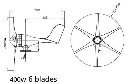 Wind Power Generation 400W For Home Use CE/ROSH/ISO9001 Approval - 54 Energy - Renewable Energy Store