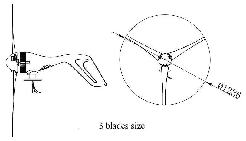 Wind Turbine Generator 800W Rated HAWT 12V/24V Blades 3/5/6  Windmill - 54 Energy - Renewable Energy Store
